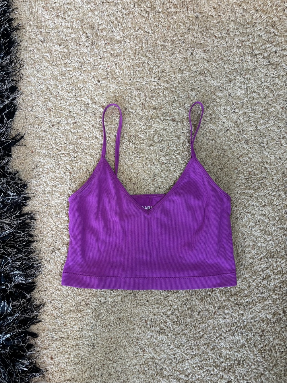 Garage Vibrant Purple Ribbed V-Neck Tank Top
